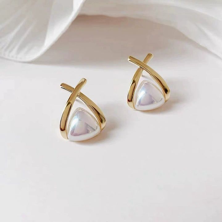 Golden Shell Pearl Studs